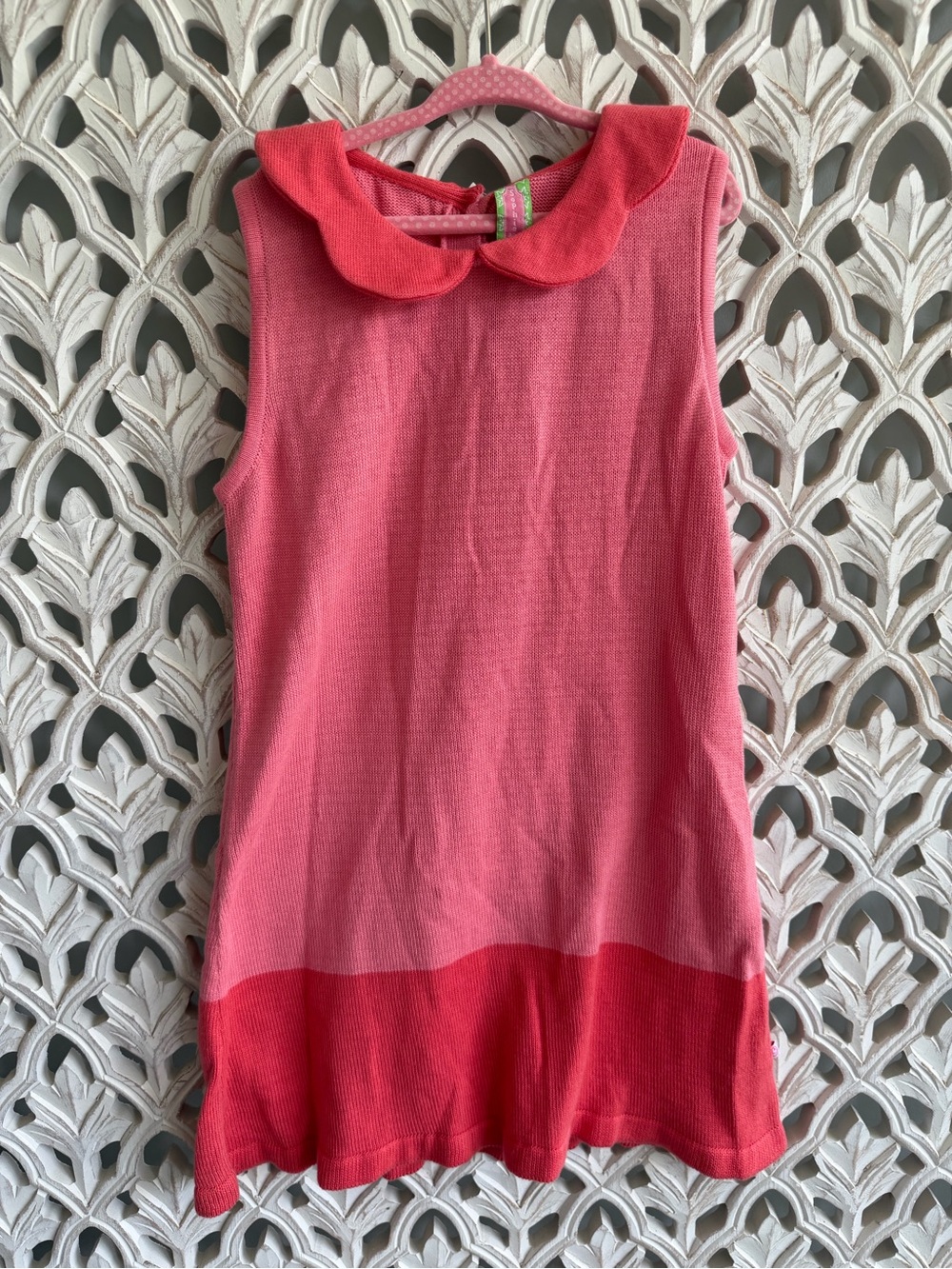 Sophie and Sam Pink Knit Peter Pan Collar Dress, size 7/8
